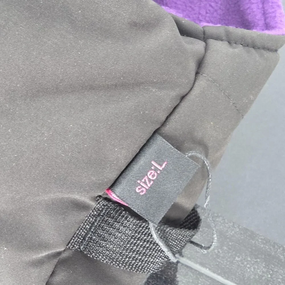 NorbiPet Dog Harness Jacket Large Black Purple Fleece Warm Adjustable Vest